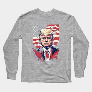 Donald Trump, the 45th president of USA in patriotic red,blue and white! Long Sleeve T-Shirt